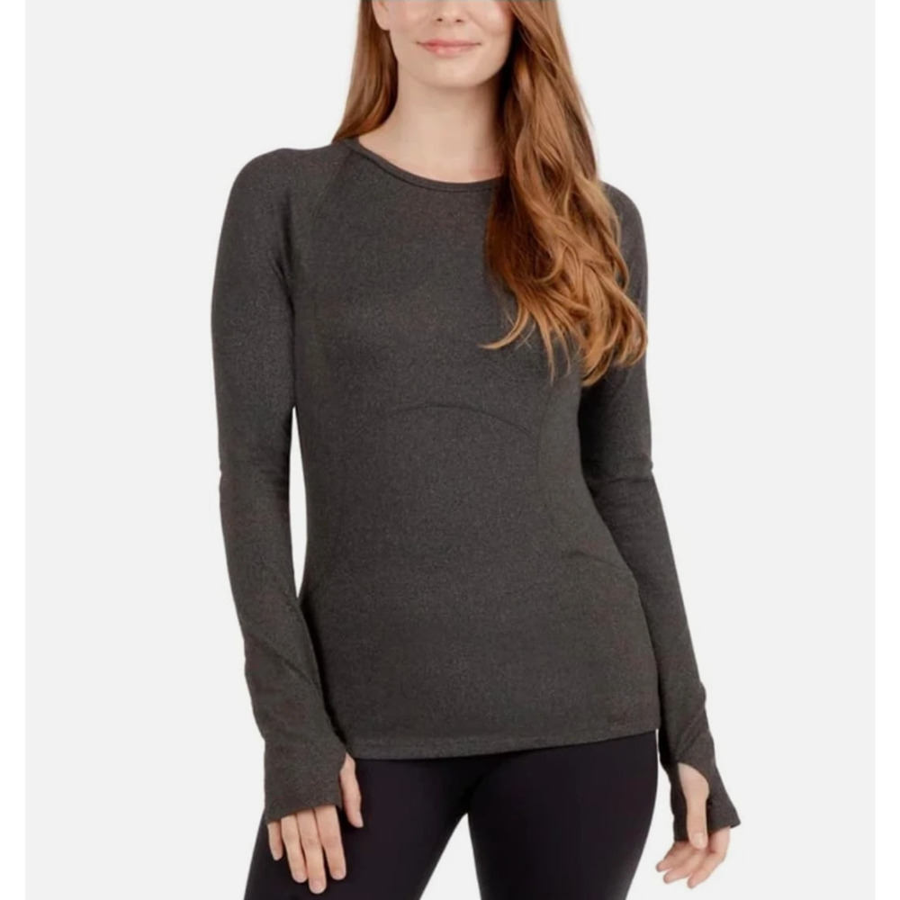 Spyder Active Women's Peached Jersey Long Sleeve Thumbholes Top, Black HR, XL